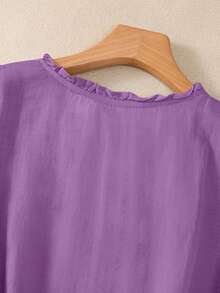 Áo cánh rộng rãi, nhẹ, thêu họa tiết viscose thời trang xuân/hè dành cho nữ, cỡ lớn - Màu tím - Xem 6