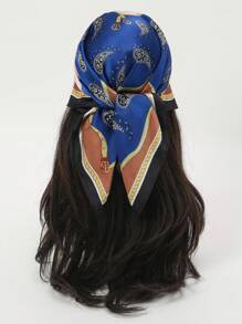 1 pieza Pañuelo cuadrado con estampado de cachemira para mujer, accesorio de moda adecuado para uso diario como diadema, corbata, pañuelo para el cuello con aspecto de seda