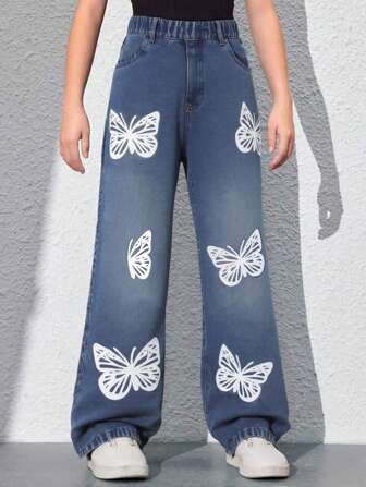 Jeans de ajuste holgado de otoño para niñas, Colección 2025