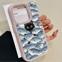 Funda para teléfono 1PC Una pantalla llena de peces Teléfono 3 en 1 con grabado de doble cara, adecuado para 16promax, 16 15pro 14 14 Plus/14 Pro 13 13 Pro 12Pro 11pro Promax Series. Suave anticaídas y resistente a las manchas, adecuado tanto para hombres como para mujeres con diciembre. - Rosa - Ver 1