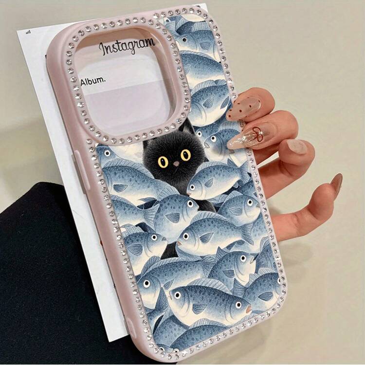 Funda para teléfono 1PC Una pantalla llena de peces Teléfono 3 en 1 con grabado de doble cara, adecuado para 16promax, 16 15pro 14 14 Plus/14 Pro 13 13 Pro 12Pro 11pro Promax Series. Suave anticaídas y resistente a las manchas, adecuado tanto para hombres como para mujeres con diciembre. - Rosa - Añade 1