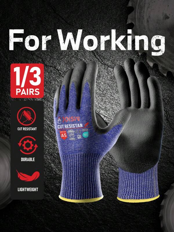 JOISIV 3 Pairs/1 Pair JOISIV Cut Resistant Work Glove Cut 5 Non Slip, Breathable, Durable, Touchscreen Working Gloves For Men And Women Used For Woodworking, Glass Cutting, DIY, Warehouse, Construction, Car Repair