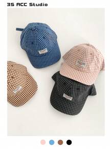 1pc Soft Top Retro Plaid Visor Hat, Women Large Brim Sun Protection Five Panels Cap, Streetwear Flat-Brim Casual Hip-Hop Baseball Cap, Suitable For Spring/Summer, Unisex