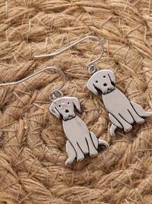 1 Pair Retro Bohemian Style Labrador Dog Shaped Earrings, Gift Jewelry Suitable For Women/Dog Lovers Daily Wear