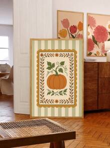 1 pezzo cartellone d'arte popolare zucca senza cornice, con strisce verdi, decorazione da parete per l'autunno, stampa su tela in stile autunnale per camera da letto, soggiorno, festa, regalo perfetto per il ritorno a scuola e decorazione funky per la stanza (stampe da parete, cartellone) Decorazioni di Ognissanti, decorazioni natalizie, decorazioni del Ringraziamento, decorazioni per matrimoni, decorazioni per la casa, decorazioni autunnali, decorazioni per compleanni, forniture per feste, decorazioni per interni, decorazioni per festival
