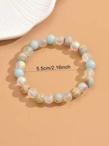 1pc Versatile Random Matte Shoushan Stone Beads Elastic Bracelet, Symbol Of Career, Love And Good Luck, Suitable For Festivals, Birthdays, Gifts