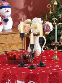 1Pc/1Set Exquisite And Elegant Metal Cone Candle Holder, European Style Black Candle Holder Set, Romantic European Style Candle Holder, Detachable Candle Holder, Pillar Candle Holder, Pillar Candle Holder, Anti-Scald Candle Holder, Romantic European Candlelight Dinner Wedding Decoration Candle Holder, Four Seasons Candle Holder