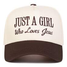 1 pièce Casquette de camionneur "Juste une fille qui aime Jésus" pour femmes, casquette de baseball avec broderie de lettres personnalisée, chapeau de mode streetwear à 5 panneaux, chapeau décontracté de protection solaire pour l'extérieur, convient pour le printemps, l'automne, les voyages, la plage - Multicolore - Voir 9
