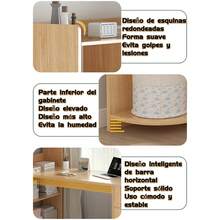 VIVANIDO Es Ritorio Pc Moderno Con Estantería Multifuncional Madera escritorio pc moderno multifuncional con estantería madera organizador estudio oficina resistente diseño práctico - Maple - Ver 5