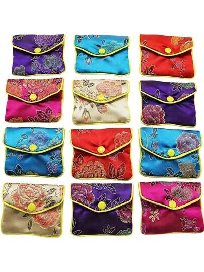 12 件珠宝丝绸礼品袋，多种颜色（随机搭配）旅行必需品旅行配件旅行包度假度假返校学校用品眼镜盒太阳镜女士