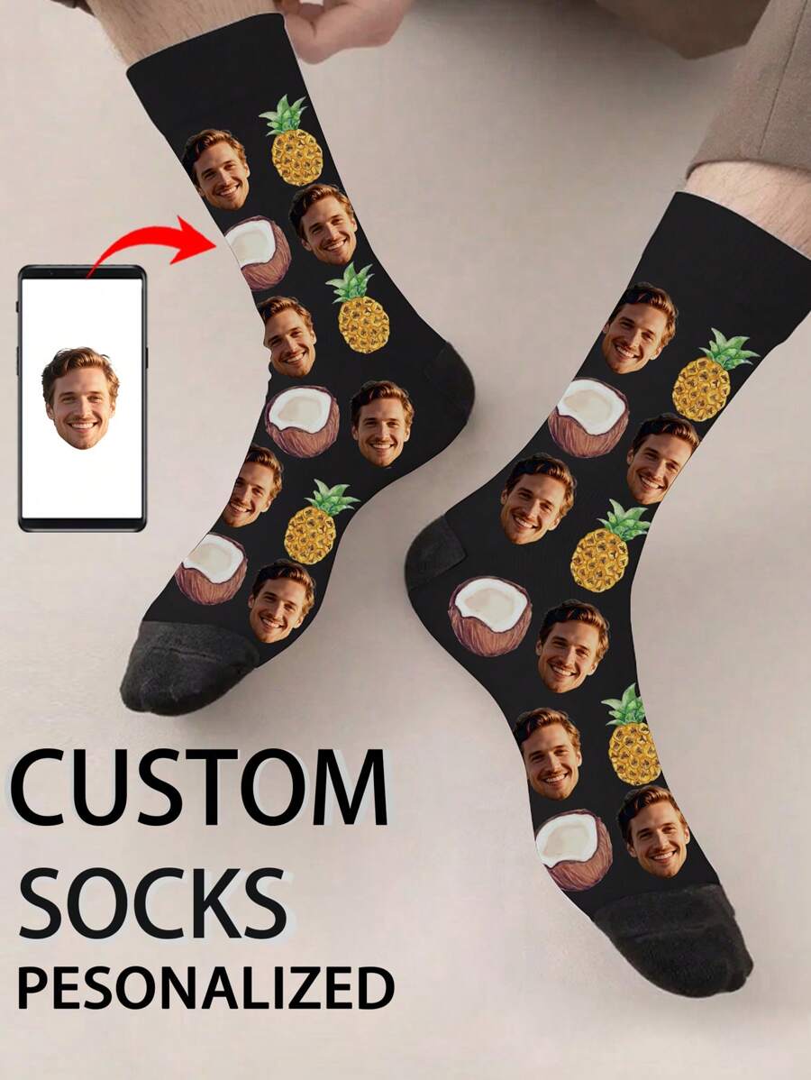 1 par de calcetines para mujer hasta la pantorrilla con forma de cara personalizada, calcetines con foto personalizada, calcetines de pareja, calcetines con foto personalizada, calcetines con impresión personalizada, calcetines divertidos con cara personalizada, calcetines con imagen personalizada, impresión de cualquier forma de cara en calcetines, regalo de aniversario, regalo del Día de San Valentín, regalo de cumpleaños, regalo de boda, regalo del Día de la Madre, regalo del Día del Padre, regalo para el mejor amigo