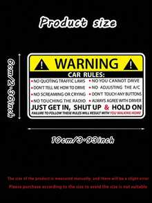 1pc Car Warning Sticker For Windshield, Window, Bumper, Waterproof PVC/Vinyl Stickers For Car Interior Decoration - Yellow - View 2