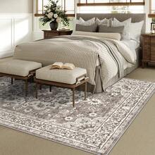 1/2 Set Washable Oriental Area Rug - Rugs For Living Room Soft Carpet For Bedroom Waterproof Floral Distressed Indoor Resistant Non-Shedding Floor Carpets-Beige - Beige - View 2