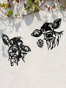 1 peça de arte de parede de vaca de metal para pendurar, decoração de parede de vaca preta, placa para casa, adequada para decoração de parede de cozinha de fazenda em cafeterias, decoração de parede clássica e aconchegante de animal de metal, escultura suspensa para ambientes internos/externos, presente perfeito para inauguração de casa