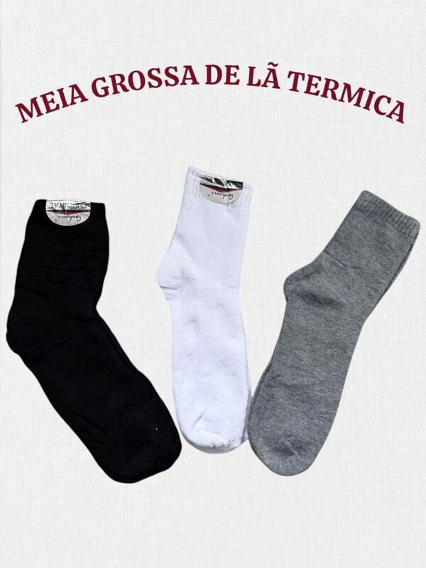 Meias Grosso De Inverno Quente Térmicas LISA Cano Medio Masculina Kit 3-6 -12PARES em promoção