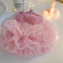 1 rochie de prințesă pentru animale de companie, design cu fustă din plasă roz, rochie moale și confortabilă pentru animale de companie pentru pisici și câini, ținută de fotografie