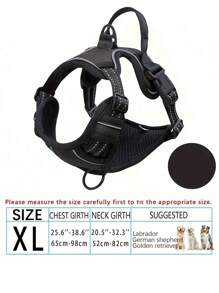 防拉扯狗背带，配备双牵引绳夹，可调节软垫反光牛津布背心（防勒颈），易操控手柄——适合所有尺寸的狗狗。下单前请确认尺寸！（仅包含背带，牵引绳另售！）
