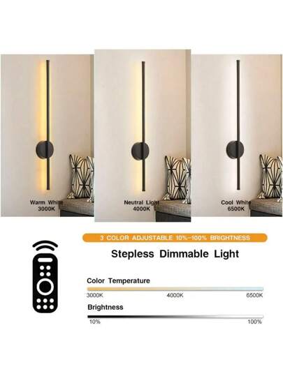 Piece 50/80cm USB Charging 4400mAh Remote Control LED Iron Wand Verlichting Removable Wireless Zwart Bedside Lamp Bedroom Living Room Restaurant Corridor Hallway TV Background Interior Fixture view 9