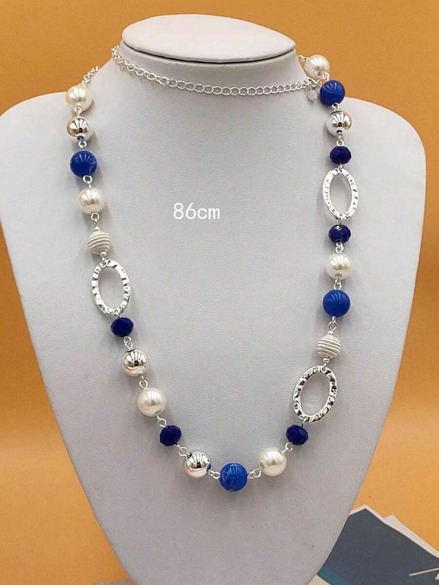 1pc Fashionable & Personalized Long Necklace, Suitable As Gift Or Daily Wear - Multicolor - View 1