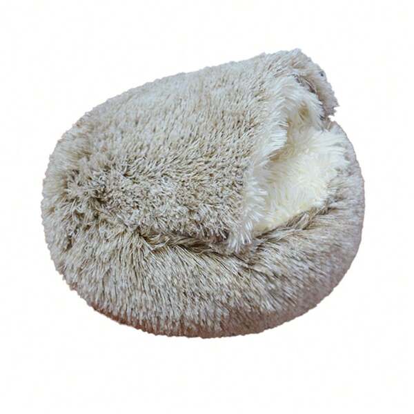 1 pieza Cama para gato con forro de conchas, saco de dormir y cojín 2 en 1 cálido, adecuado para gatos y perros, esterilla suave y esponjosa para mascotas