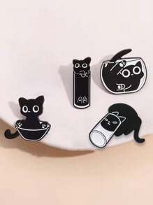 1 件可爱黑猫珐琅别针动物趣味小猫金属徽章背包卡通定制女士儿童翻领首饰礼物