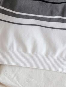1pc Boys' School Style Color Block Striped Lightweight Knit Pullover Sweater, Suitable For Spring And Autumn - Black - View 7