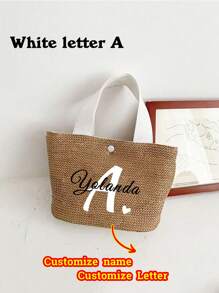1pc Customizable Bohemian Style Large Woven Tote Bag, Customize Roomy Black White Handbag For Beach, Camping Outdoors, Fabric With Magnetic Closure, Ideal For Women's Adventure, Beach Bag, For Commuting, School And Shopping, Convenient For Outdoor Use, Teacher Gift, Perfect Choice For Vacation And Festival, Thanksgiving Gifts, Best Teacher, Middle School Students, High School Senior High School Students, College Students, University Students, Freshman, Sophomore, Underclassmen