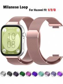 1pc Men Women Fashion Luxurious Metal Magnetic Strap Compatible With Huawei Smart Wristbands Fit 1/Fit 2/Fit 3/Fit 4 Wristband Bracelet Compatible With HuaWei Series Fit 1 2 3 4 Strap Accessories