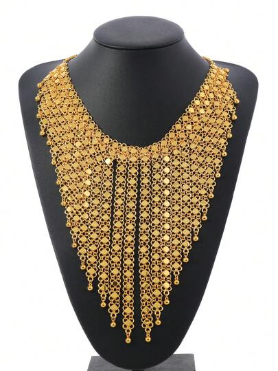 Trending European & American Cross-Border Fashion Floral Tassel Necklace, Suitable For Weddings And Holidays