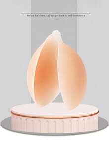 1 par de sutiãs sem alças adesivos nude para mulheres, sutiãs invisíveis com protetor de mamilo de silicone adesivo para costas nuas, vestidos sem alças e lingerie, verão - Caqui - Ver 4
