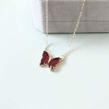 1pc Summer Fashionable Holiday Versatile Crystal Butterfly Pendant Stainless Steel Chain Necklace, Waterproof, Fade-Resistant, Premium For Women