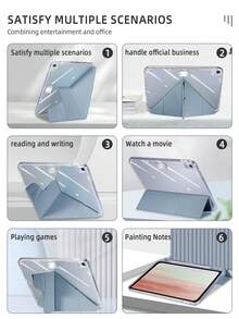 1pc Acrylic Y-Fold Flat Tablet Case, Customizable Text Design, Suitable For IPad Mini6/Mini7/9.7/10.2/10.5/Air4/Air5/10th/10.9/Pro11/Air11(M2)/Pro11(M4)/IPad Air 11-Inch (M3) 2025/Apple IPad(2025), Magnetic Closure, Multi-Angle Stand, Pencil Holder, Transparent Acrylic Back Cover, Sleep/Wake Function, Casual/Minimalist/Blue Tablet Sleeve - Lavender - View 6