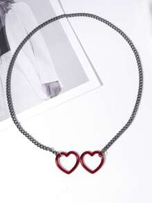 1条可调节Y型项链，配哥特式链条和心形吊坠，适合日常佩戴 - 愛心 - 查看 4