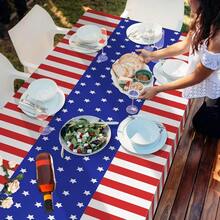 4th Of July Decorations Patriotic Tablecloth 2 Pack 54 X 108 Disposable American Flag Plastic Tablecloth Party Table Cloth For Independence Day Accessories - 美國國旗 - 查看 2