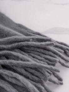 1PC Women Autumn/Winter Light Gray Solid Color Versatile College Style Elegant Coarse Beard Thick Warm Scarf, Suitable For Cold Proof Shopping And Dressing In Autumn/Winter Season - Light Grey - View 4