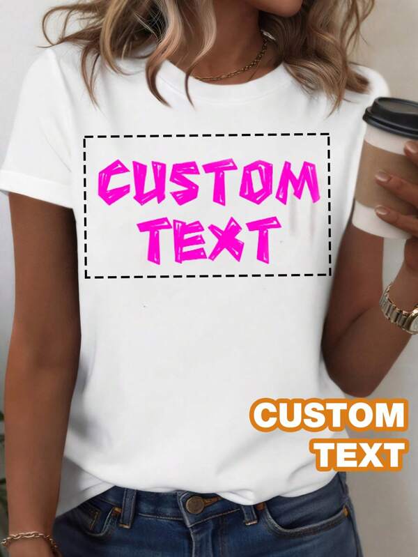 Customized Personalized Gifts, Customized Women's T-Shirts, Customized Front And Back Tops, Add Your Photos (Patterns/Logos/Family Photos/Selfies/Pets/Couple Photos), Front And Back Customization, Design Your Own Personalized Printed T-Shirt As A Gift For Your Girlfriend, Couple Date Shirts, Etc. Comfortable And Casual, Customized Front And Back Women's Tops, Customized Printed Tops, Women's Short-Sleeved T-Shirts