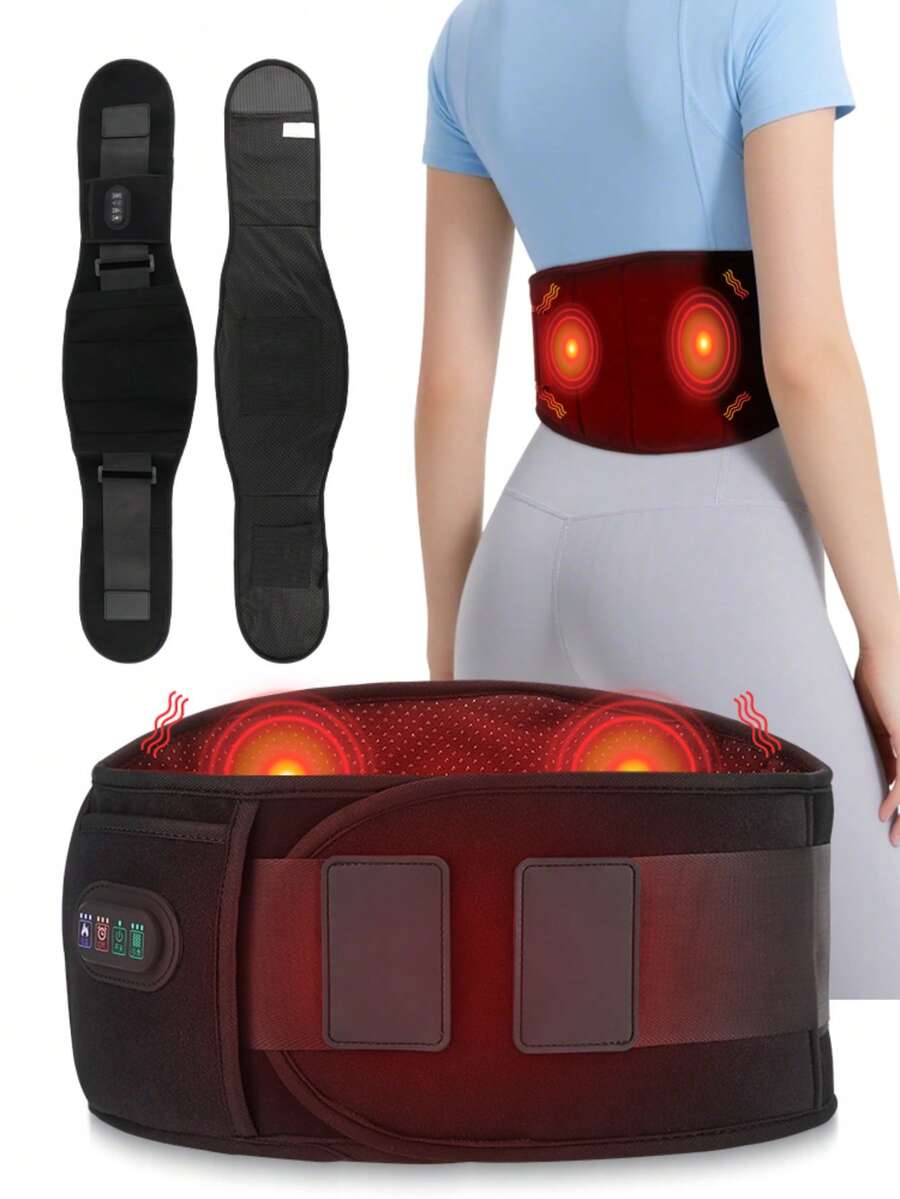 Hailicare Heizung Vibration Unterer Rücken Massagegürtel 3 Stufen Rotes Licht Heiße Kompresse Taillenstütze 3 Stufen Zeitschaltuhr Tragbarer Rückenmassage Lendenwirbelstütze Heizmatte