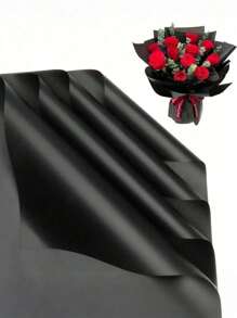 20 张优质双面鲜花包装纸 - 防水耐用红黑色设计 - 非常适合时尚礼品包装、DIY 工艺品、婚礼和任何场合装饰 - 包括薄纸和花店花束用品 - 黑色 - 查看 8