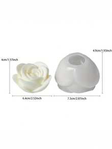 Rose Flower Silicone Mold For DIY Candles - High-Quality Candle Molds For Valentine's Day Gifts, Birthday Presents & Aromatherapy Stone Casting - Easy Release, Durable, And Heat-Resistant - White - View 3