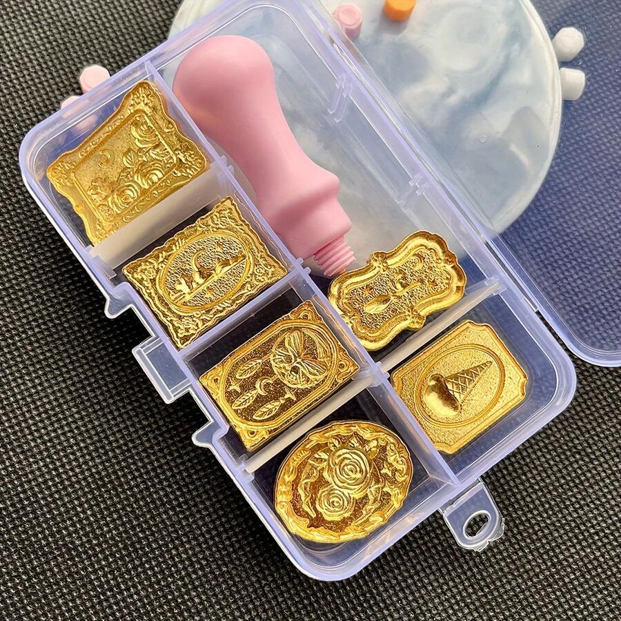 6pcs Unique Cartoon Wax Seal Stamp Set - Handheld, Moonlit Rose Dreamcatcher Design, Multi-Purpose Sealing Wax Stamps Suitable For Cards, Envelopes, Gift Packaging, Wedding Invitations, Stationery, DIY Crafts And Creative Projects - Multicolor - View 1