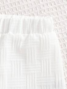 2 件套男婴纹理口袋熊刺绣衬衫和短裤街头时尚儿童套装