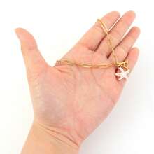 1pc New Fashion Star Fish Initial Pendant Golden Stainless Steel Paper Clip Chain Necklace For Women Summer Beach Jewelry
