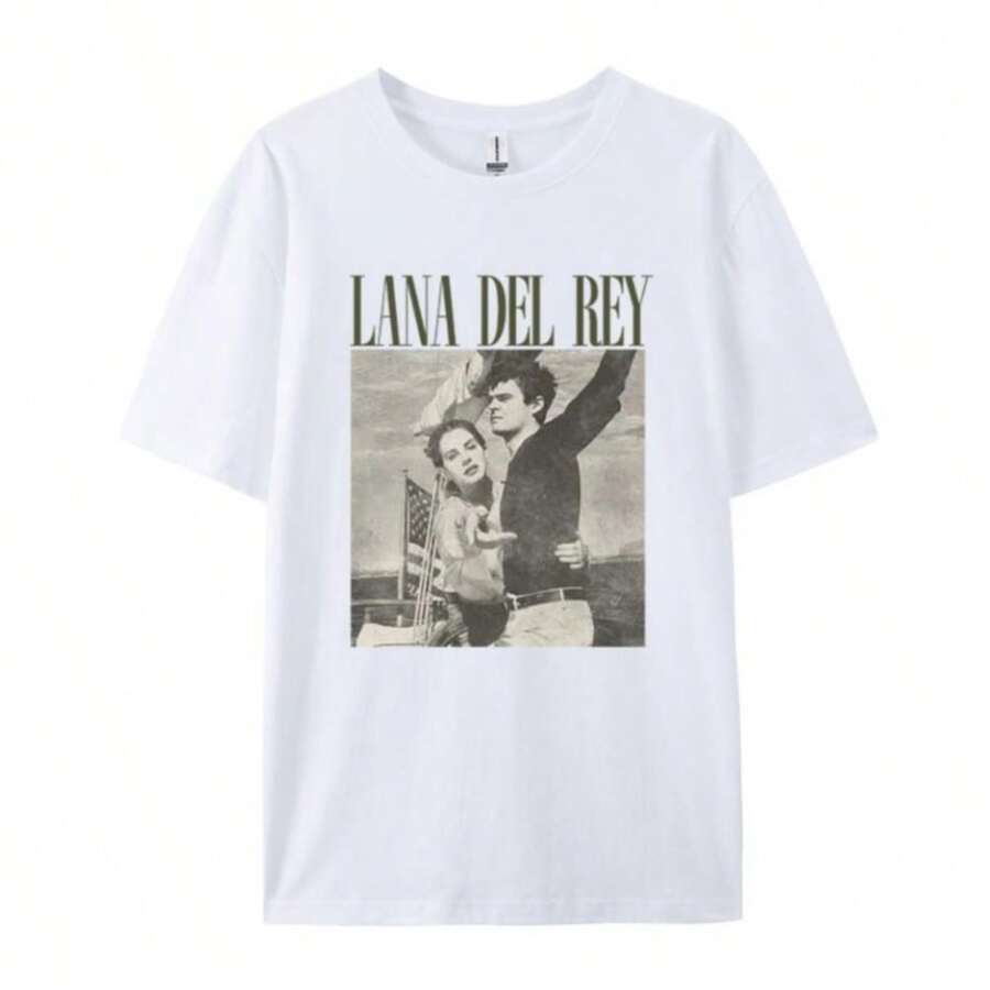 Breathable Cool Refreshing Summer Summer Women's Cotton T-Shirt Lana Del Reys Sailboat Vintage Printed Top Comfortable Soft Loose Short SLEEs Ve Women's Clothing - 白色 - 查看 1