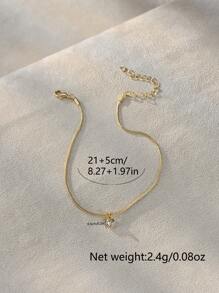 1pc Fashionable & Elegant Micro-Inlaid Cubic Zirconia Heart Shaped Pendant Ankle Chain, Suitable For Women Summer Vacation Accessories