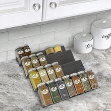 Organizador de cajones de especias de acero de calibre pesado de 4 niveles, bandeja de inserción de cajones para tarros, hierbas y condimentos, almacenamiento de clóset de cocina - Bandeja para especias de 13-1/4" - Grande - Ver 10