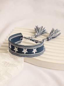 1pc Fashionable Embroidery Five-Pointed Star Handmade Woven Bracelet, Gift For Friends