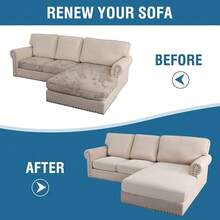 100% Waterproof Seat Cushion Covers For Sectional Couch & Chaise - 3 Pieces, L Shape, Ivory (Large Sofa 2 Seater + 1 Chaise) - Multicolor - View 7