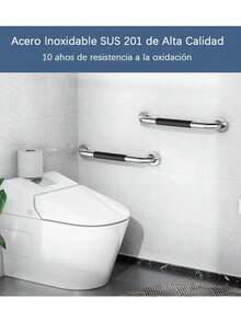 Paquete de 2 barras de agarre para bañeras y duchas, barras de agarre antideslizantes de para ducha de acero inoxidable - Plateado - Ver 4