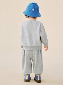 mini bala Dumbo Collaboration Kids Set, Soft Long Sleeve Top + Pants, Autumn Outfit - Dark Gray - View 3