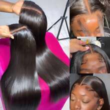 Eulisi 30 Inch Straight Lace Front Wigs 60% Human Hair 13x4 HD Transparent Lace Frontal Wigs Human Hair Pre Plucked With Baby Hair Natural Black Color,Short Straight Bob Wigs 8-14 Inch